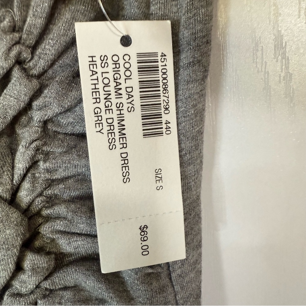 NWT Soma Cool Days Origami Shimmer Lounge Dress Gray Small Comfy Stretch Fairy - Picture 5 of 7